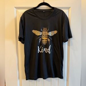 Source Unknown Black Tee with Gold Bee Design